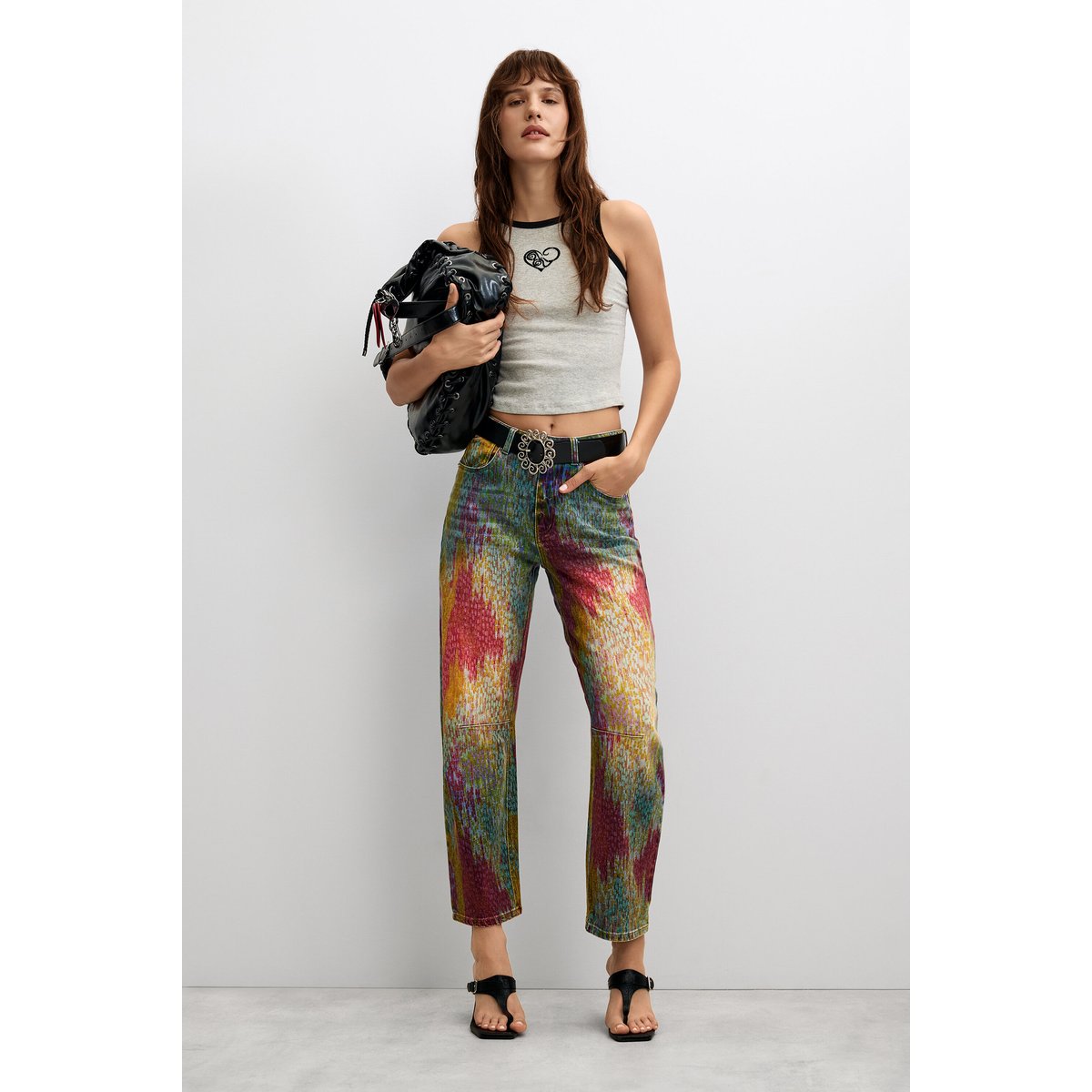 pantalon jean balloon tie-dye bleu clair, DESIGUAL