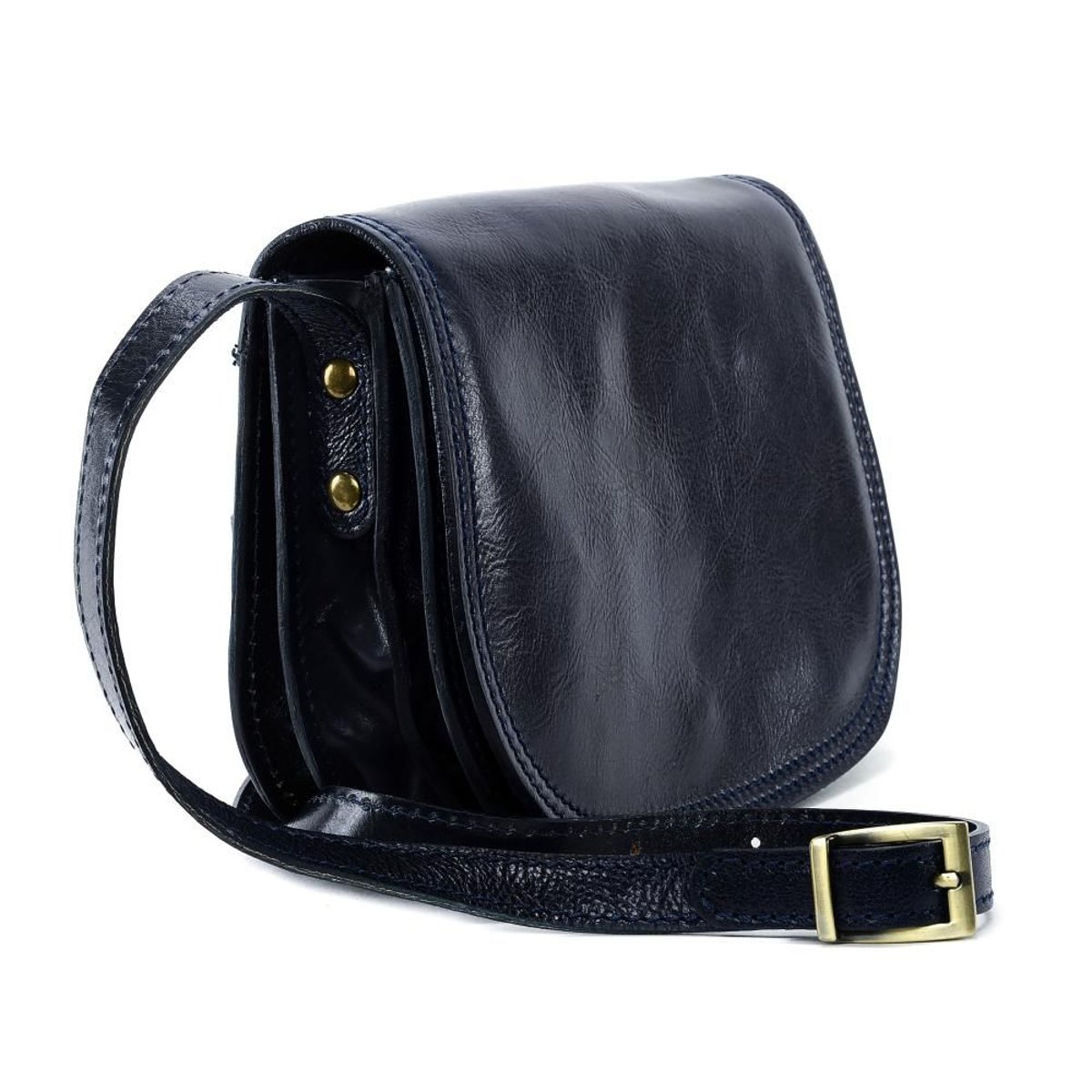 Sac bandoulière en cuir lisse italien SPENCER bleu foncé, OH MY BAG