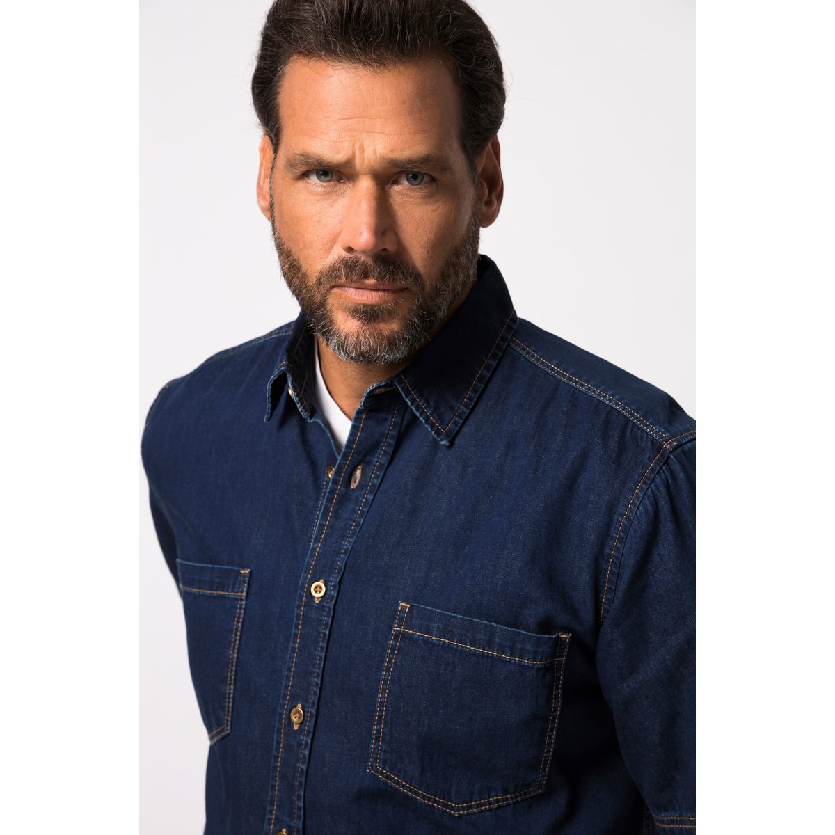 Chemise en jean, coupe Modern Fit jean bleu foncé, JP1880