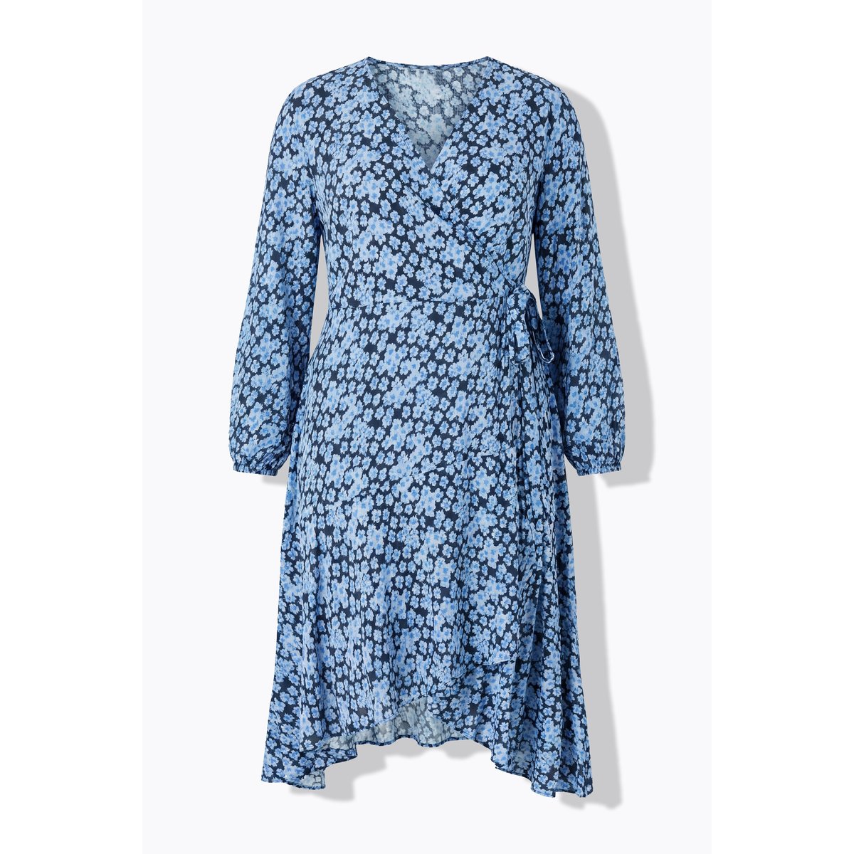 Robe portefeuille maxi, coupe évasée bleu pigeon, STUDIO UNTOLD