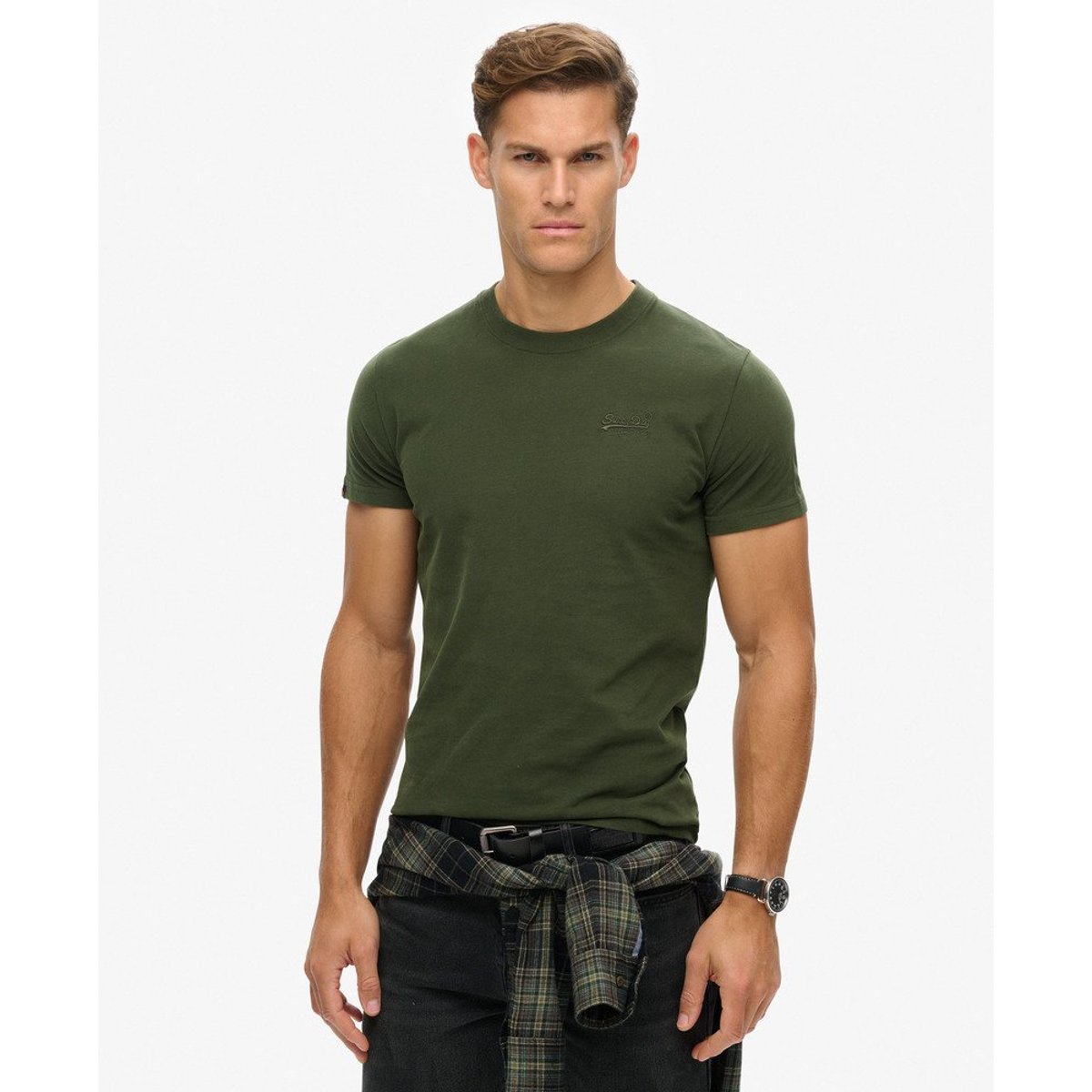 T-shirt à logo brodé Essential vert sac polochon, SUPERDRY