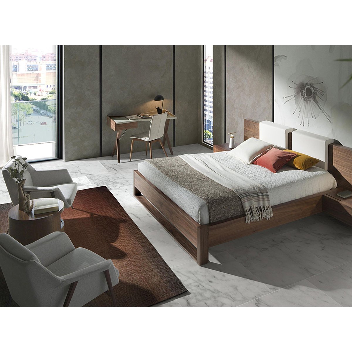 Fauteuil en tissu blanc white | brown, ANGEL CERDA