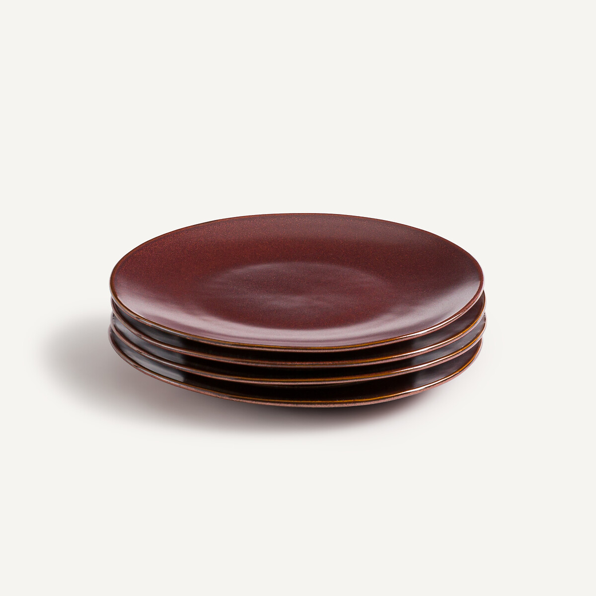 Lot 4 assiettes à dessert grès émaillé, Kanso rouge, AM.PM