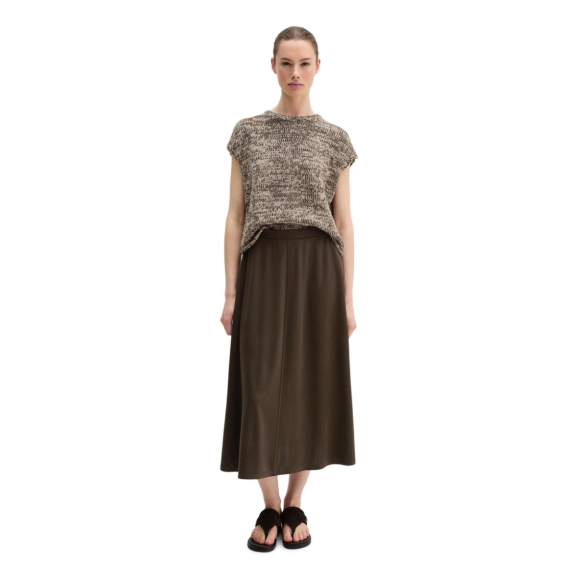 Jupe en jersey évidée en jersey fluide soft touch gris foncé, MARC O'POLO
