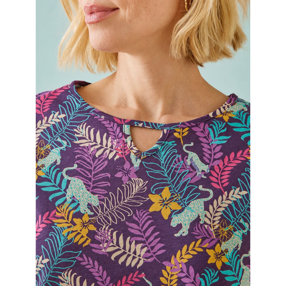 Tee-shirt manches courtes coton imprimé violet, DAXON