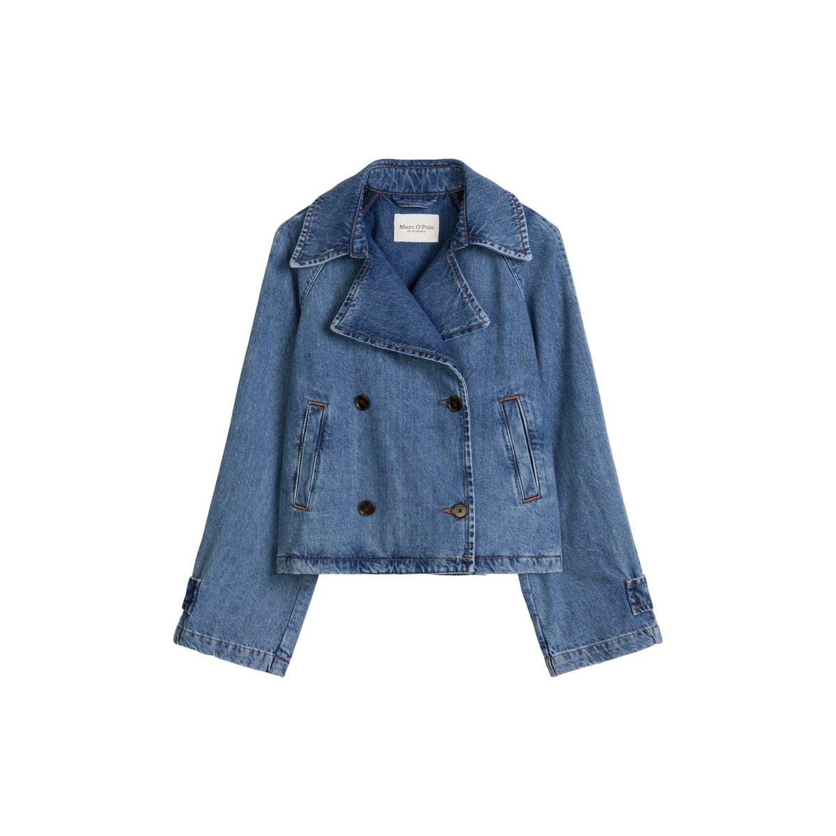 Veste trench en jean relaxed en coton bio bleu moyen, MARC O'POLO