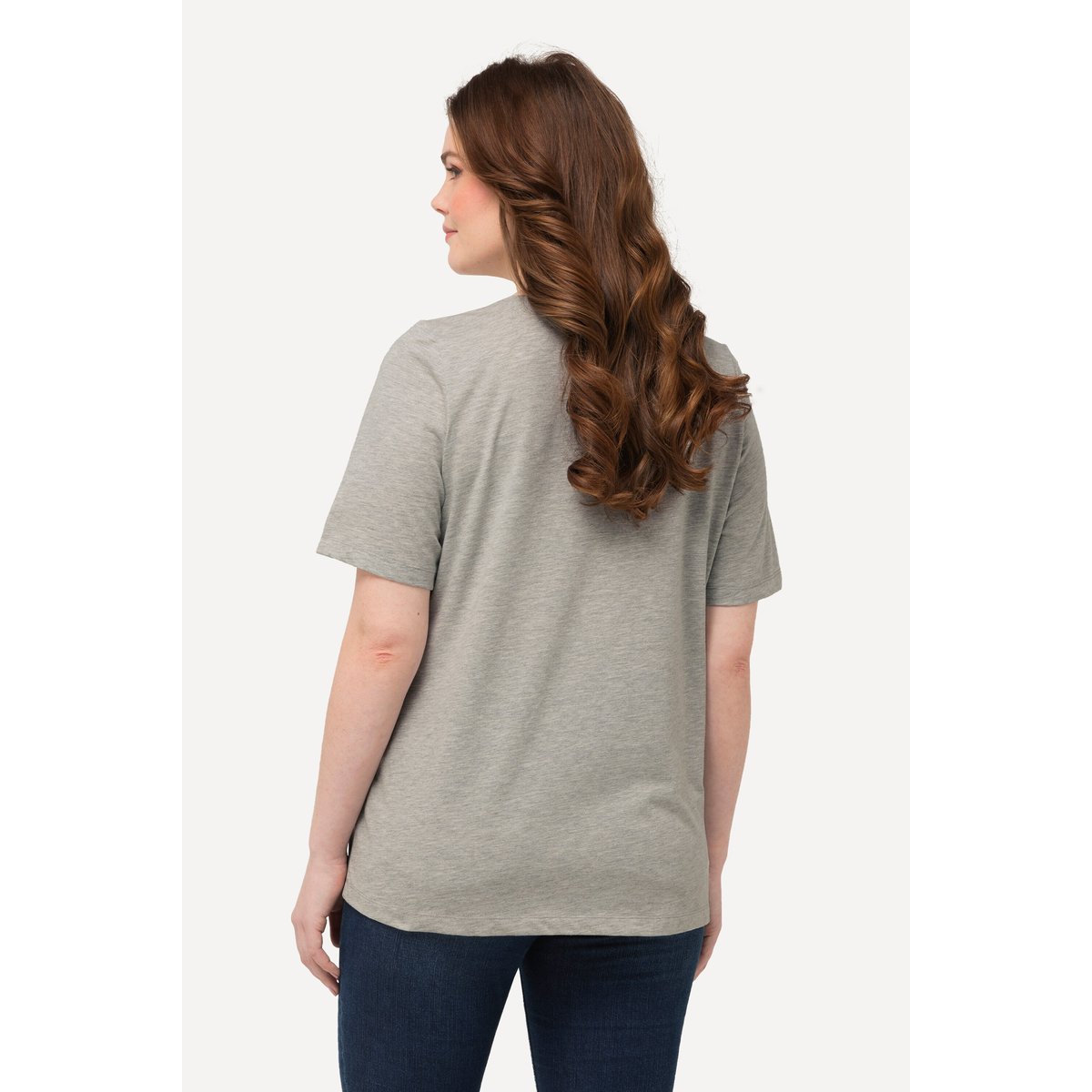 T-shirt à motif faon et fleurs gris clair chiné, ULLA POPKEN