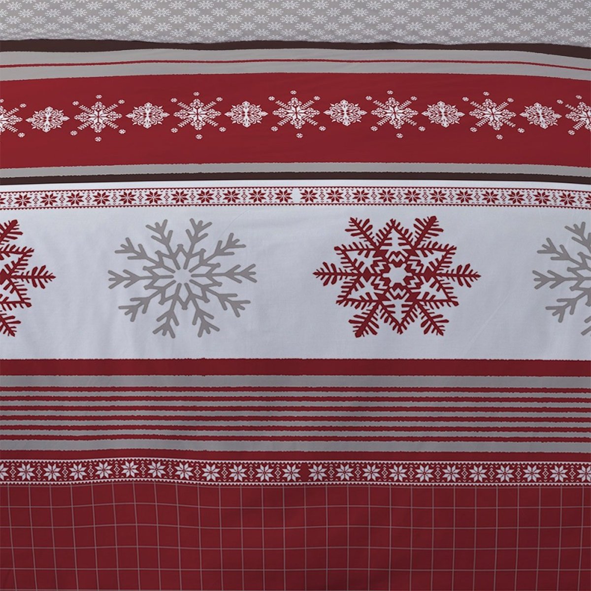 Housse de couette 200x200 Adèle + 2 taies coton flanelle rouge, DECORATIE