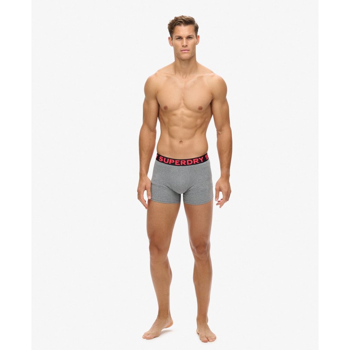Lot de trois caleçons gris noos chiné, SUPERDRY