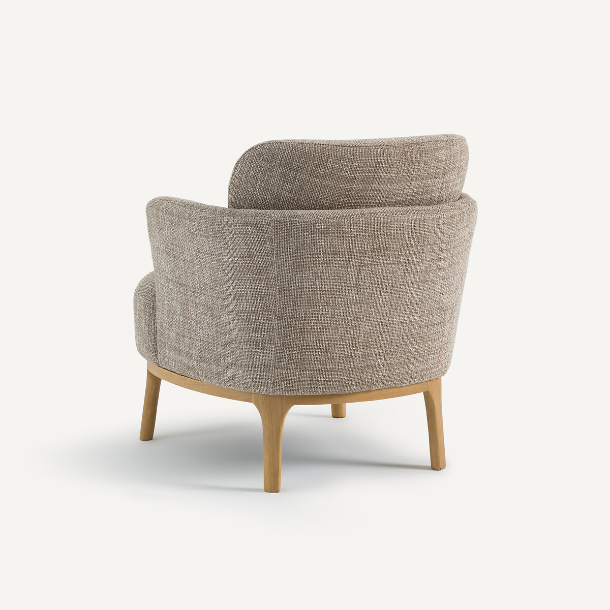 Fauteuil en tissu chiné et chêne massif, JABOTE marron glacé, AM.PM