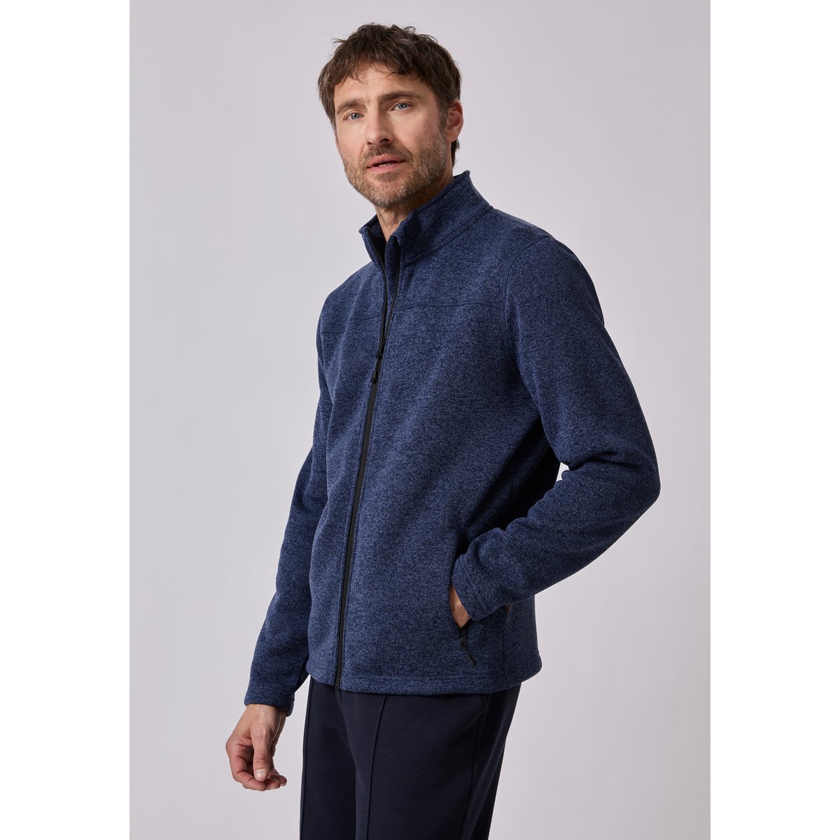 Polaire col montant Thermolactyl bleu marine chiné, DAMART