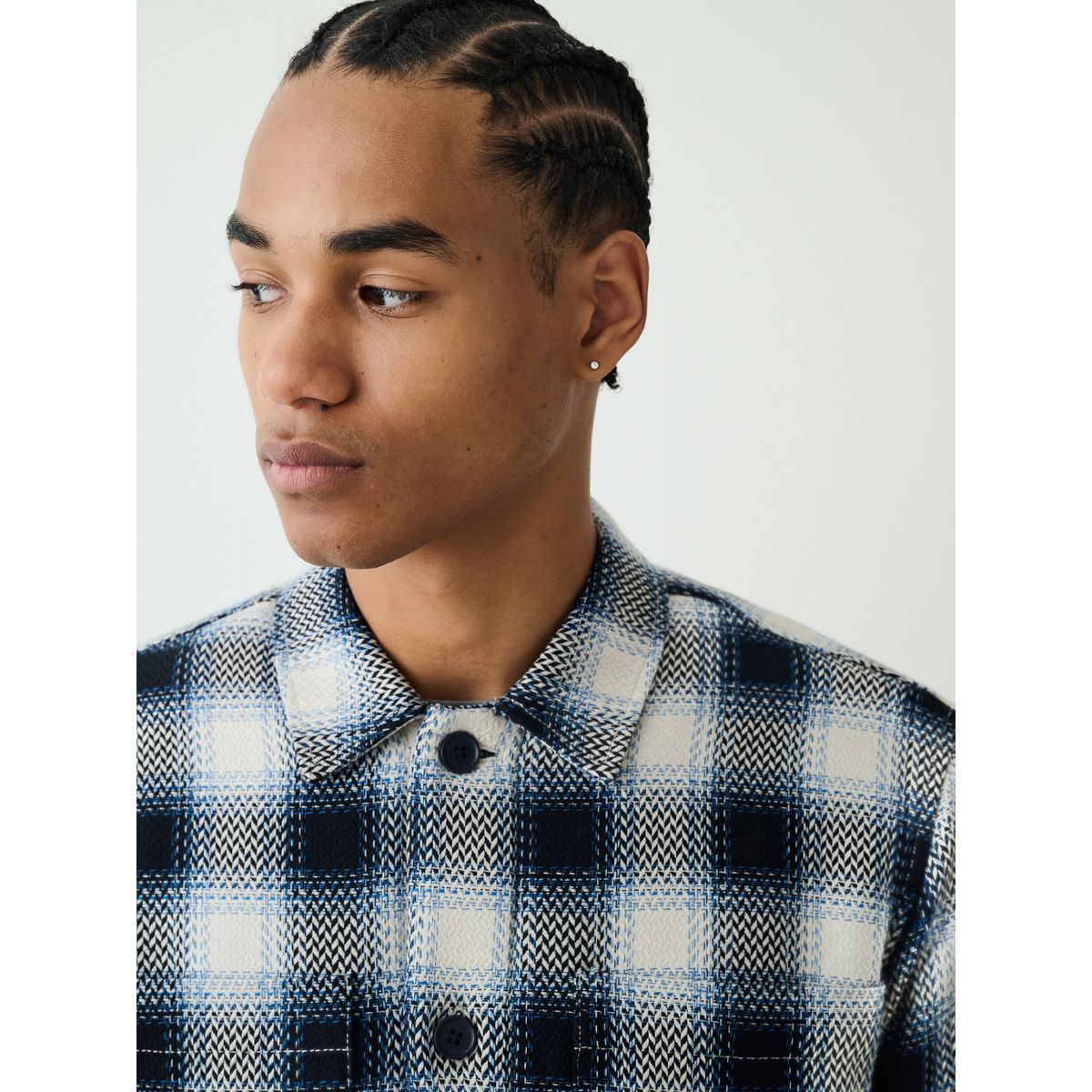 Veste-chemise à carreaux avec peau lainée bleu, NEXT