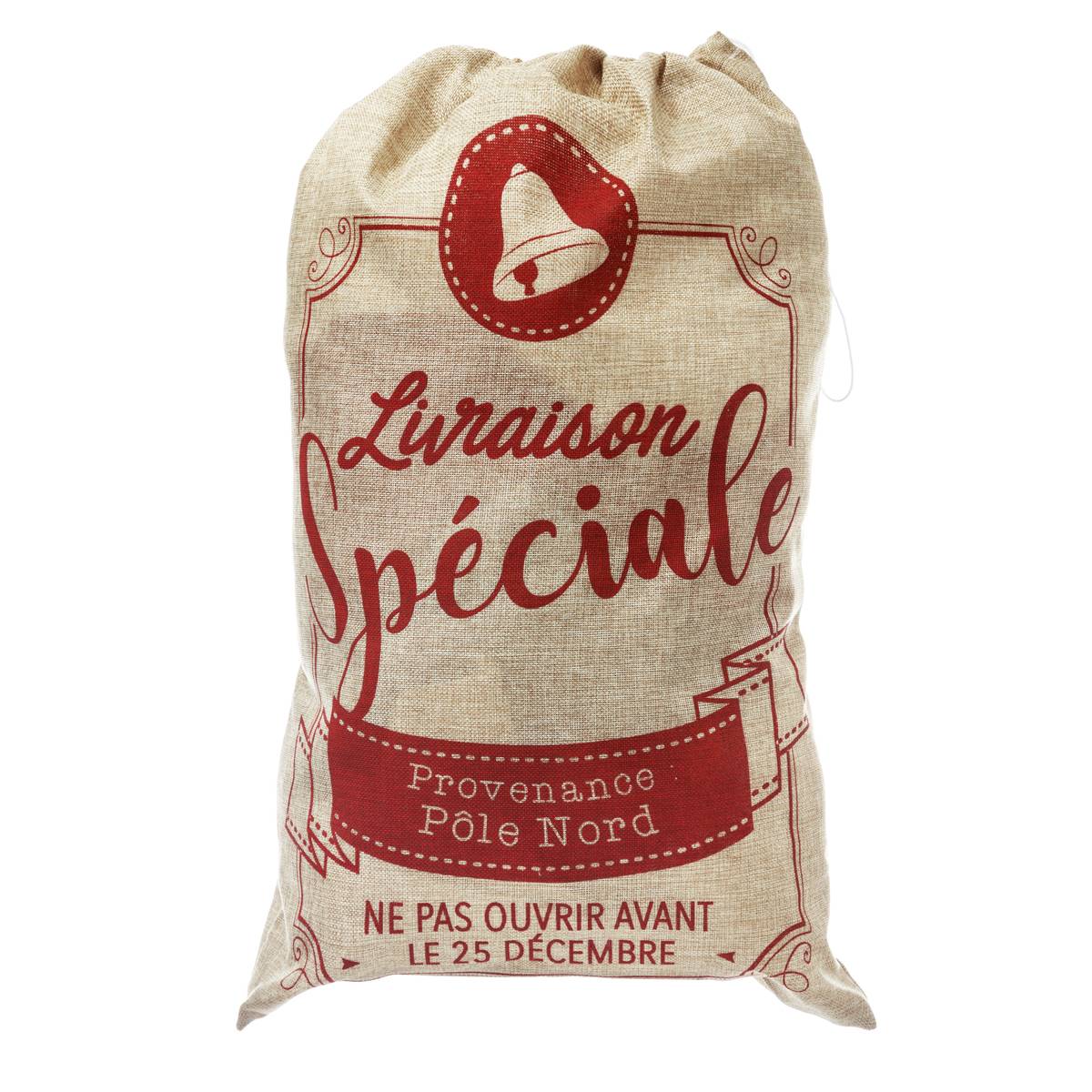 Hotte Père Noël Imprimée beige ficelle, ATMOSPHERA