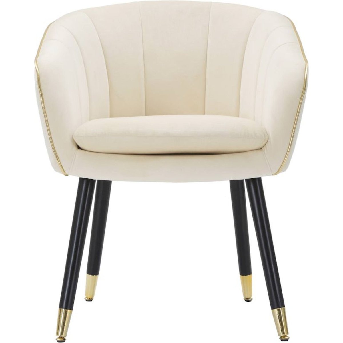 Fauteuil coquille rembourré esprit glamour GLAM crème et or, RECOLLECTION