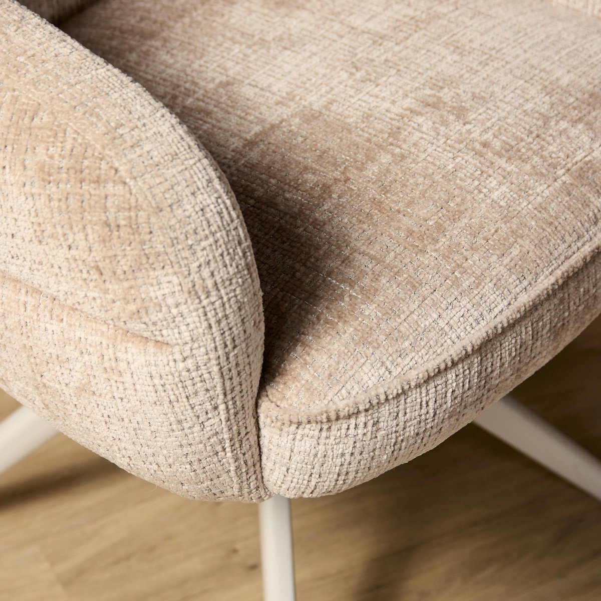 Chaise arrondie pivotante dossier structuré (lot de 2) CORTINA beige, PIER IMPORT