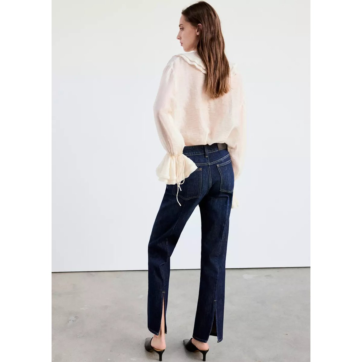 Jean droit taille normale bleu foncé, MANGO