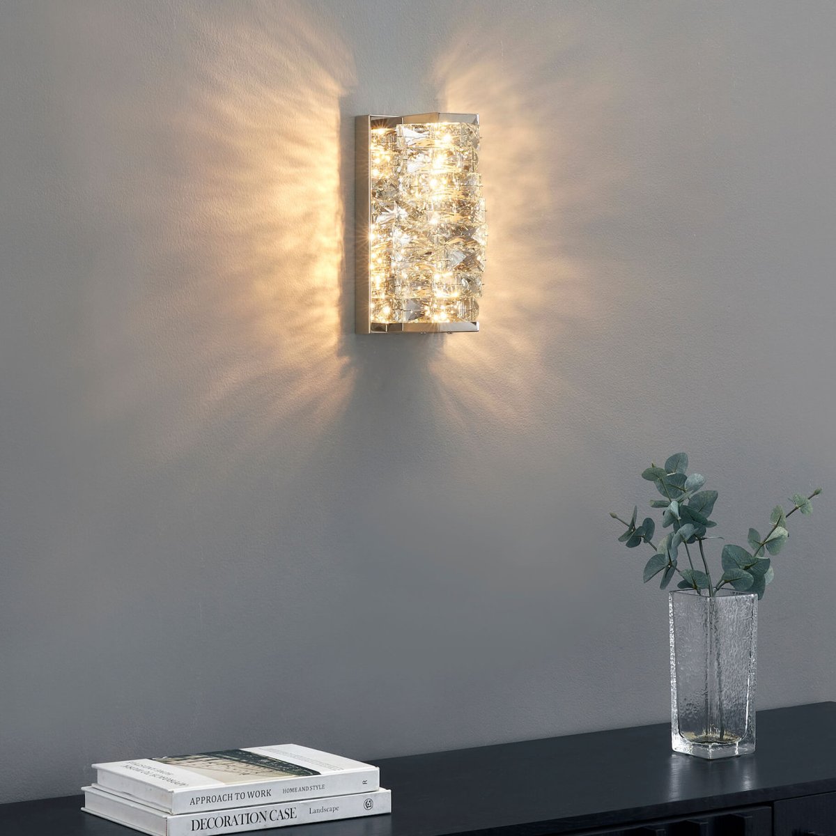Applique avec cristaux de verre – ELINA argenté / chromé, KOSILUM