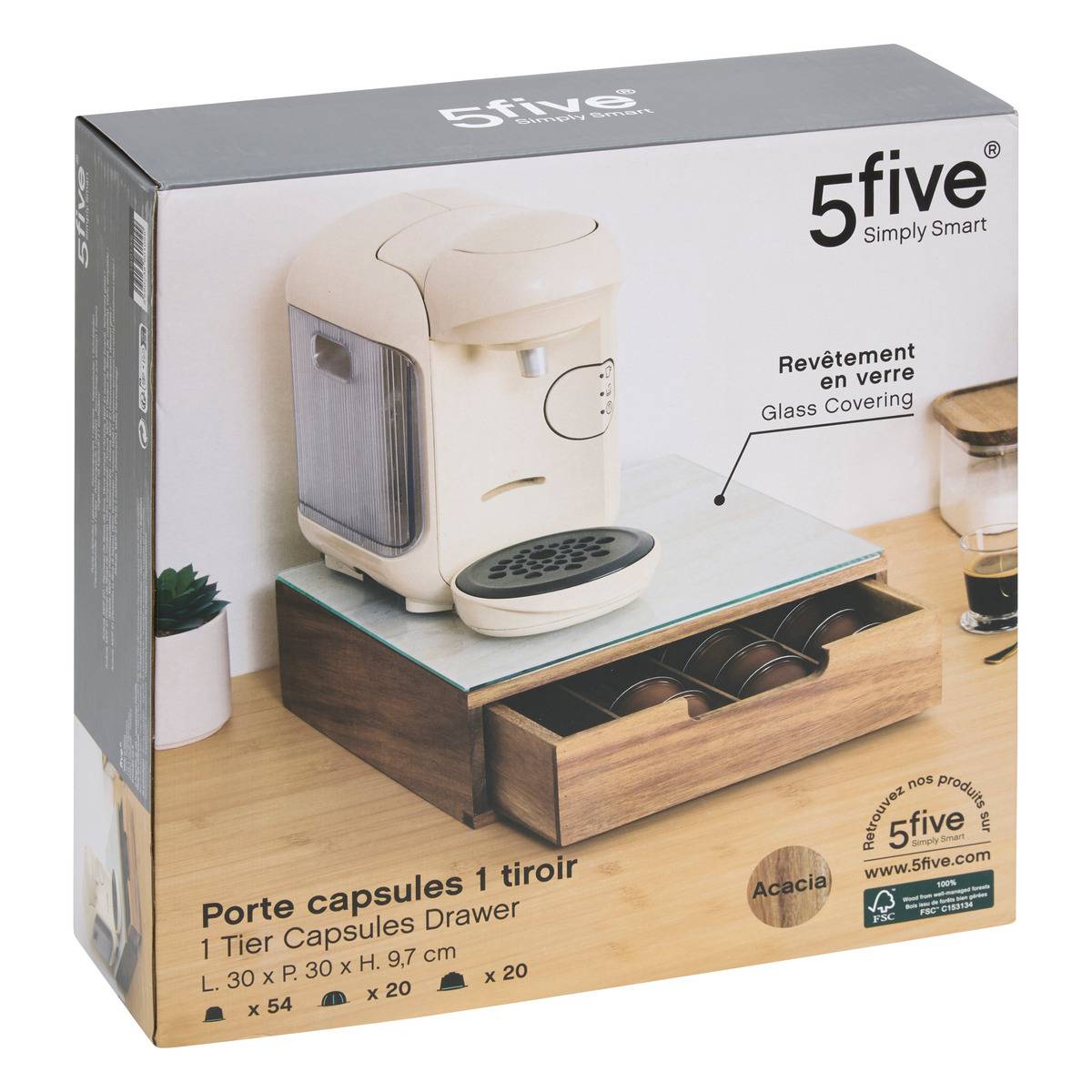 Porte-capsules en acacia ACACIA marron, 5FIVE SIMPLY SMART