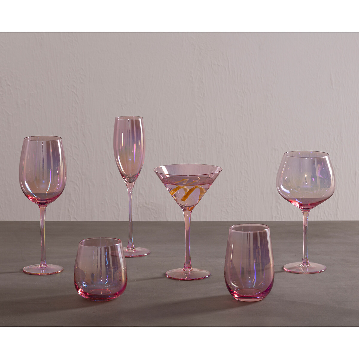 Set of 4 Pink Frosted Hiball Glasses pink, SO'HOME