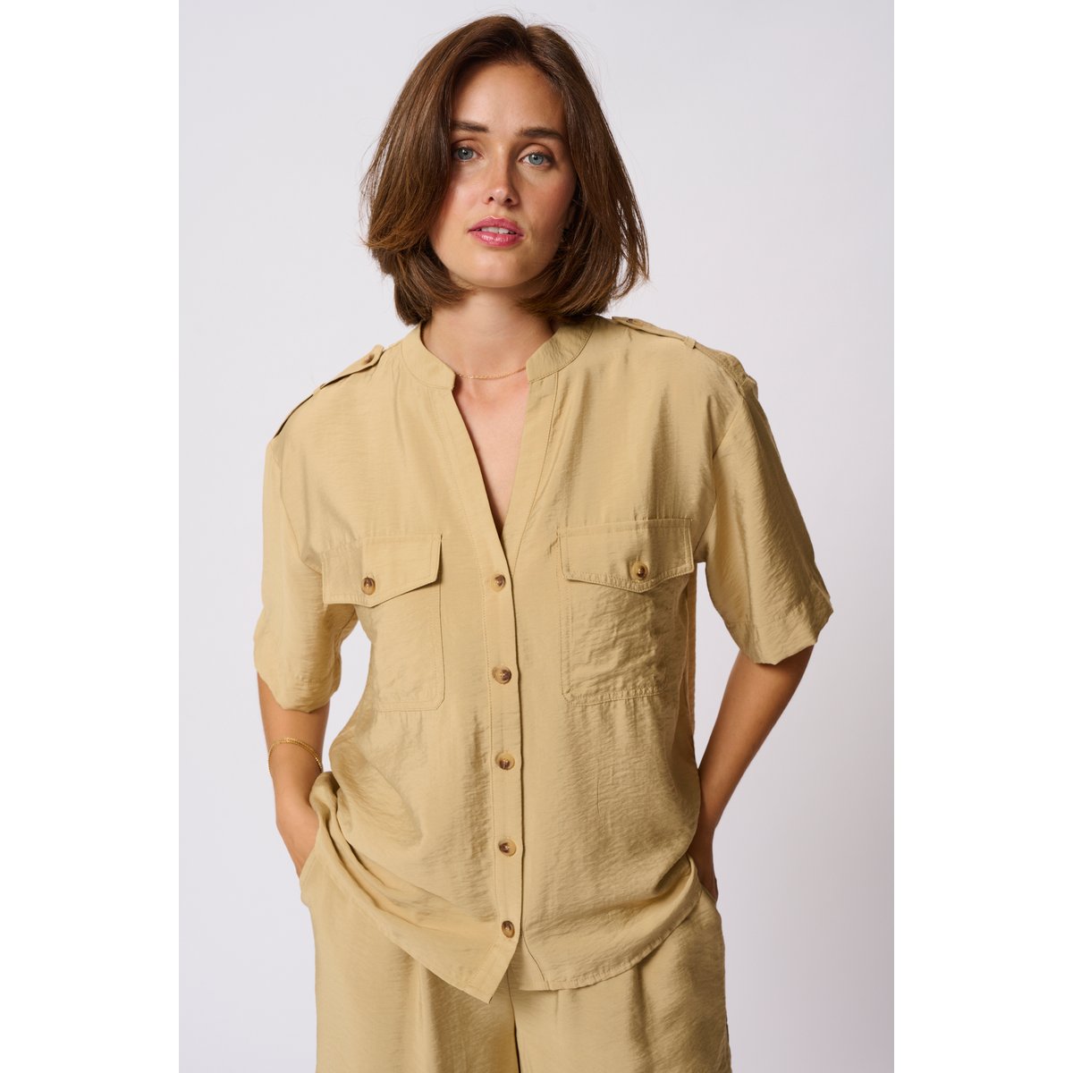 Long sleeved shirt beige starfish, KAFFE