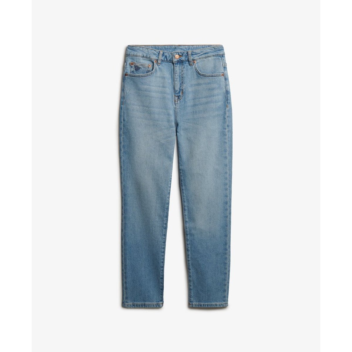 Jean mom taille haute en coton biologique denim bleu moyen, SUPERDRY