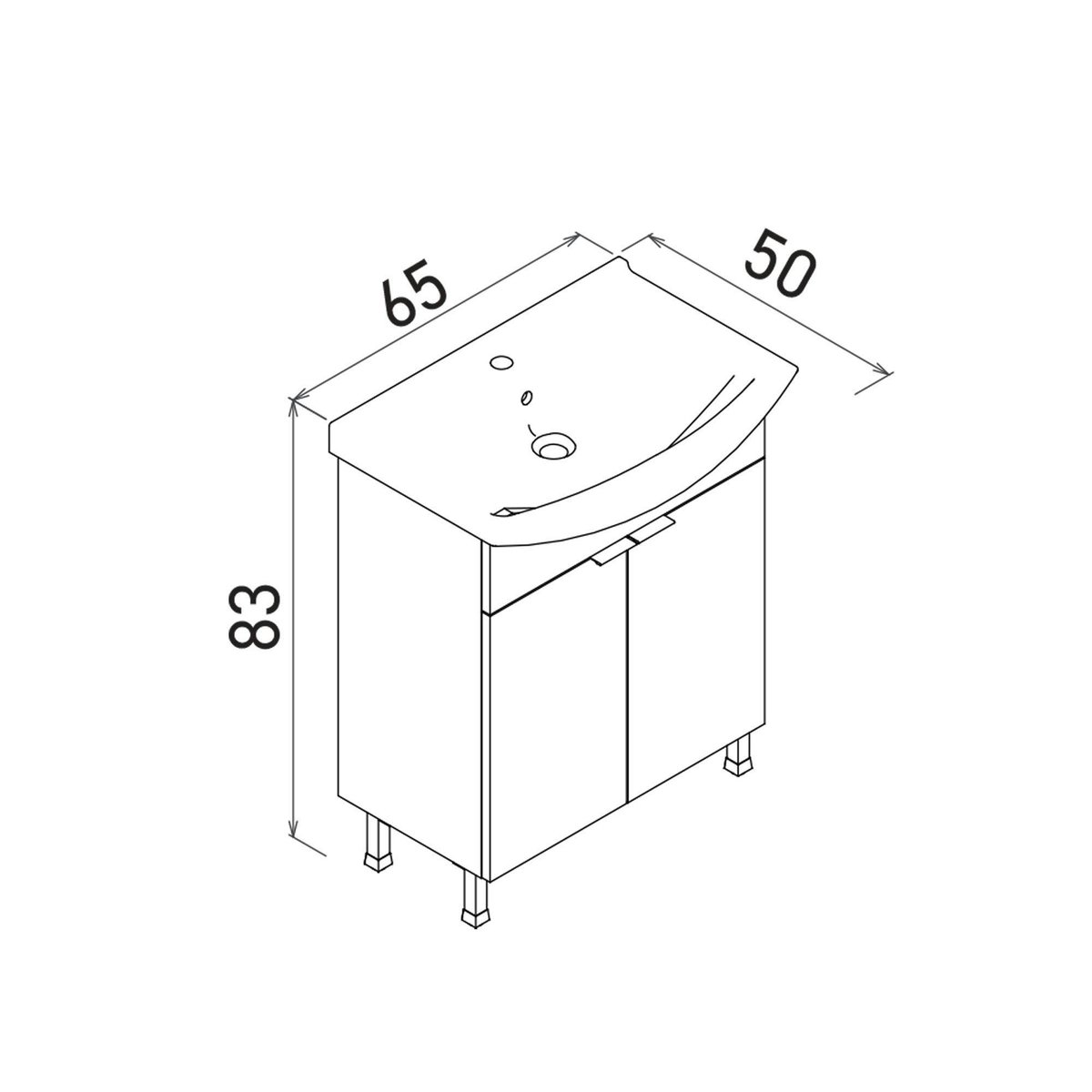 Meuble vasque sur pieds 2 portes 65 cm UMI chêne, PIER IMPORT