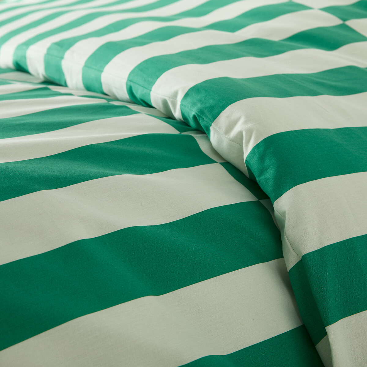 Housse de couette 50% coton recyclé, TABAKA VERT vert foncé/vert clair, LA REDOUTE INTERIEURS