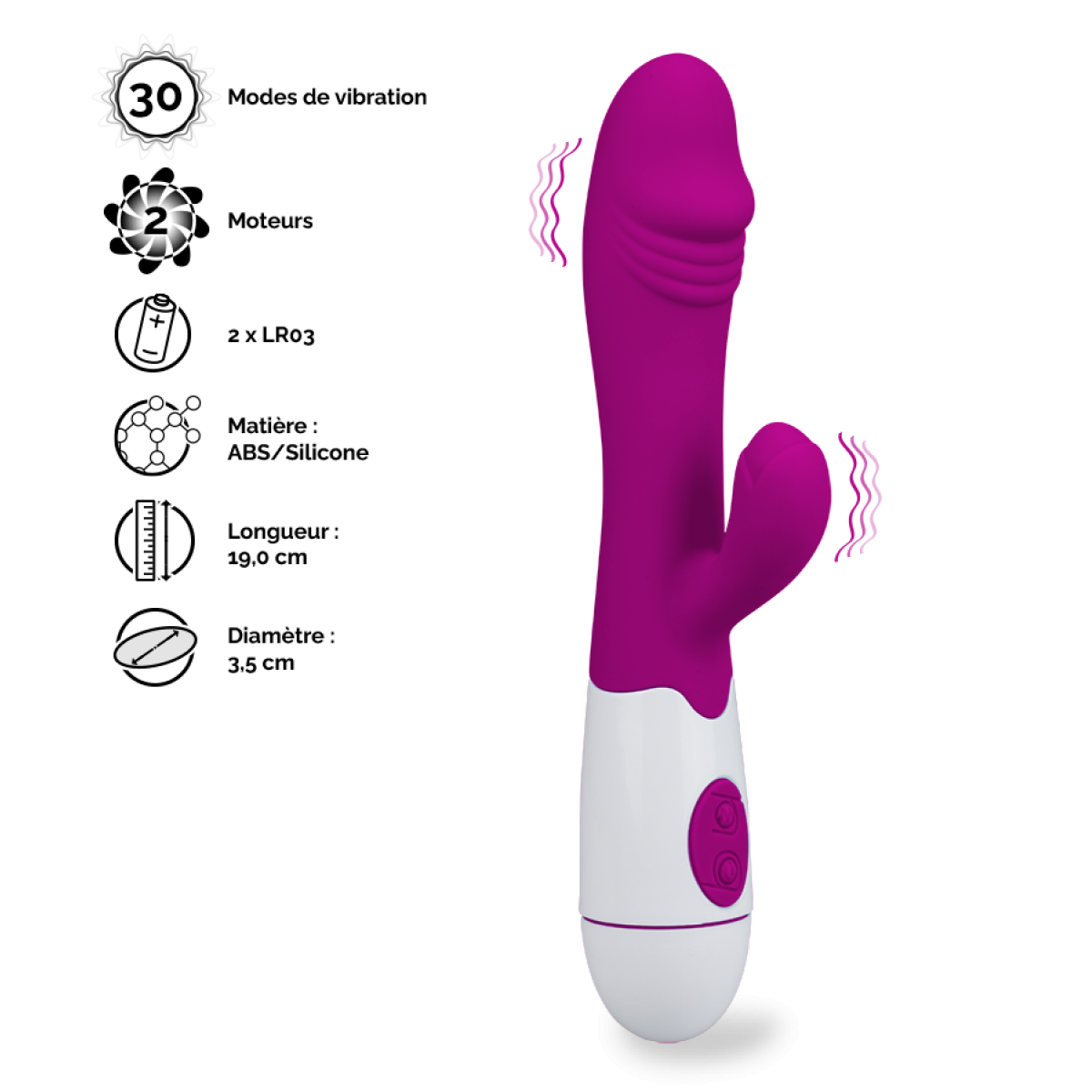 Vibromasseur puissant rabbit Snappy 30 modes fuchsia, LOVE AND VIBES