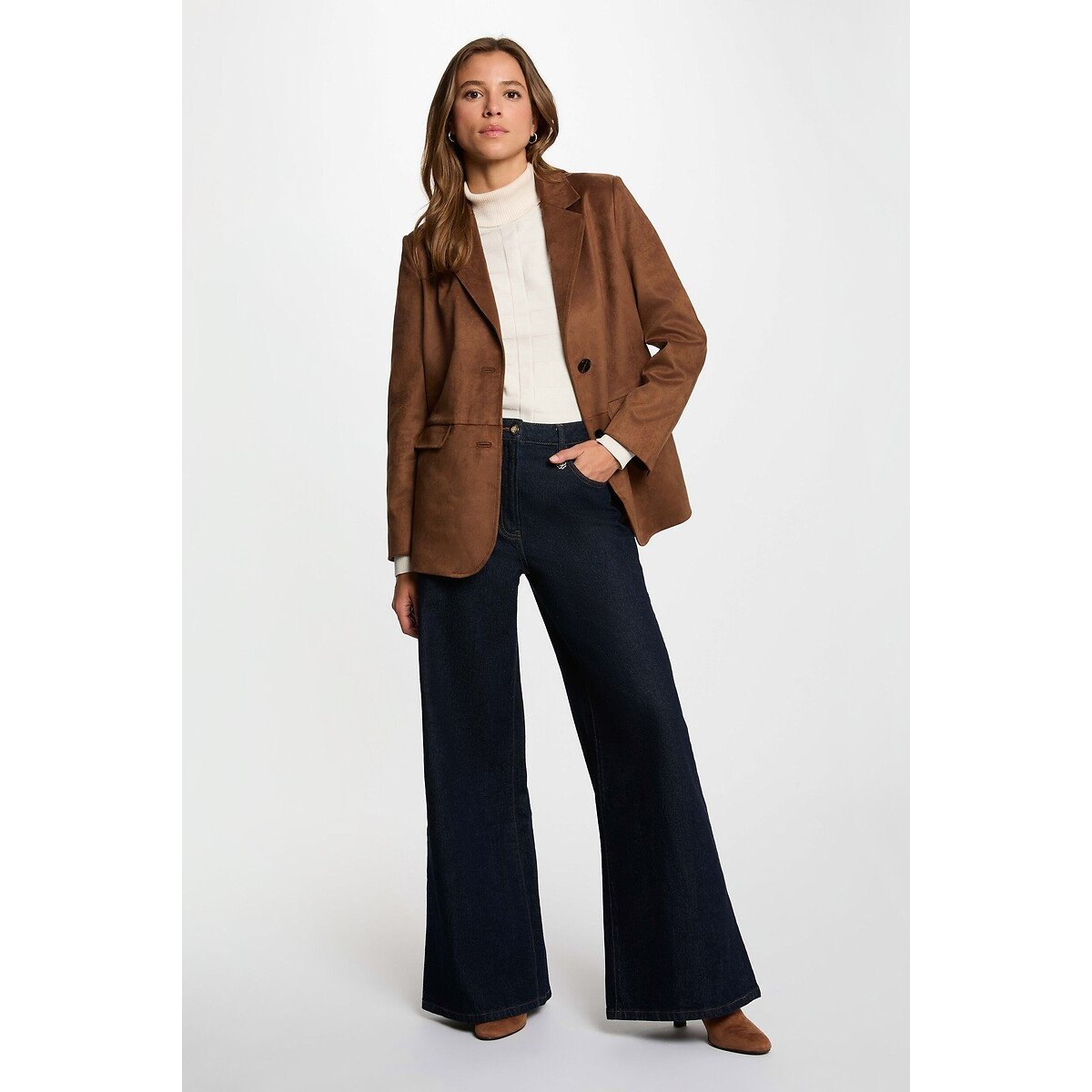 Blazer en suédine camel, MORGAN