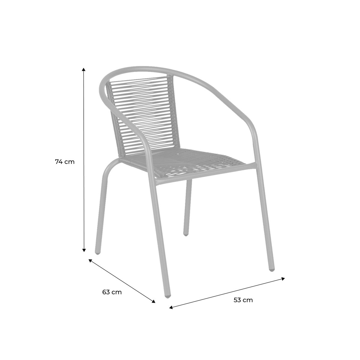 Fauteuil de jardin acier et résine (lot de 4) TONALA anthracite, SWEEEK