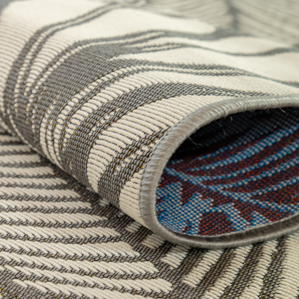 Tapis déco intérieur et extérieur palmiers PALMA gris, FUTURE HOME