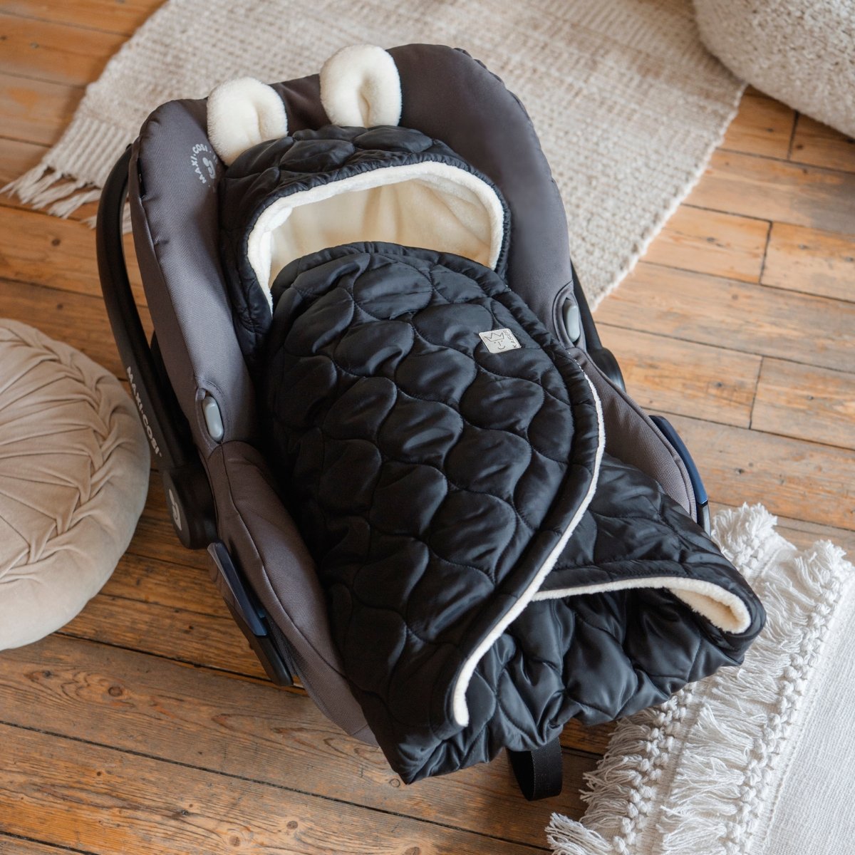Couverture nomade pour bébé noir, crème, KAISER