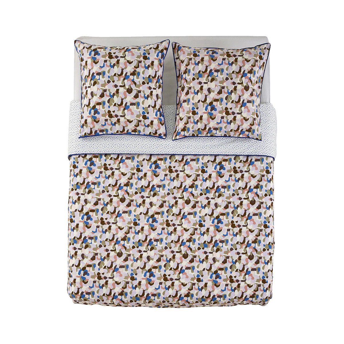 Parure de lit en percale de coton bio AUBIN multicolore, HABITAT