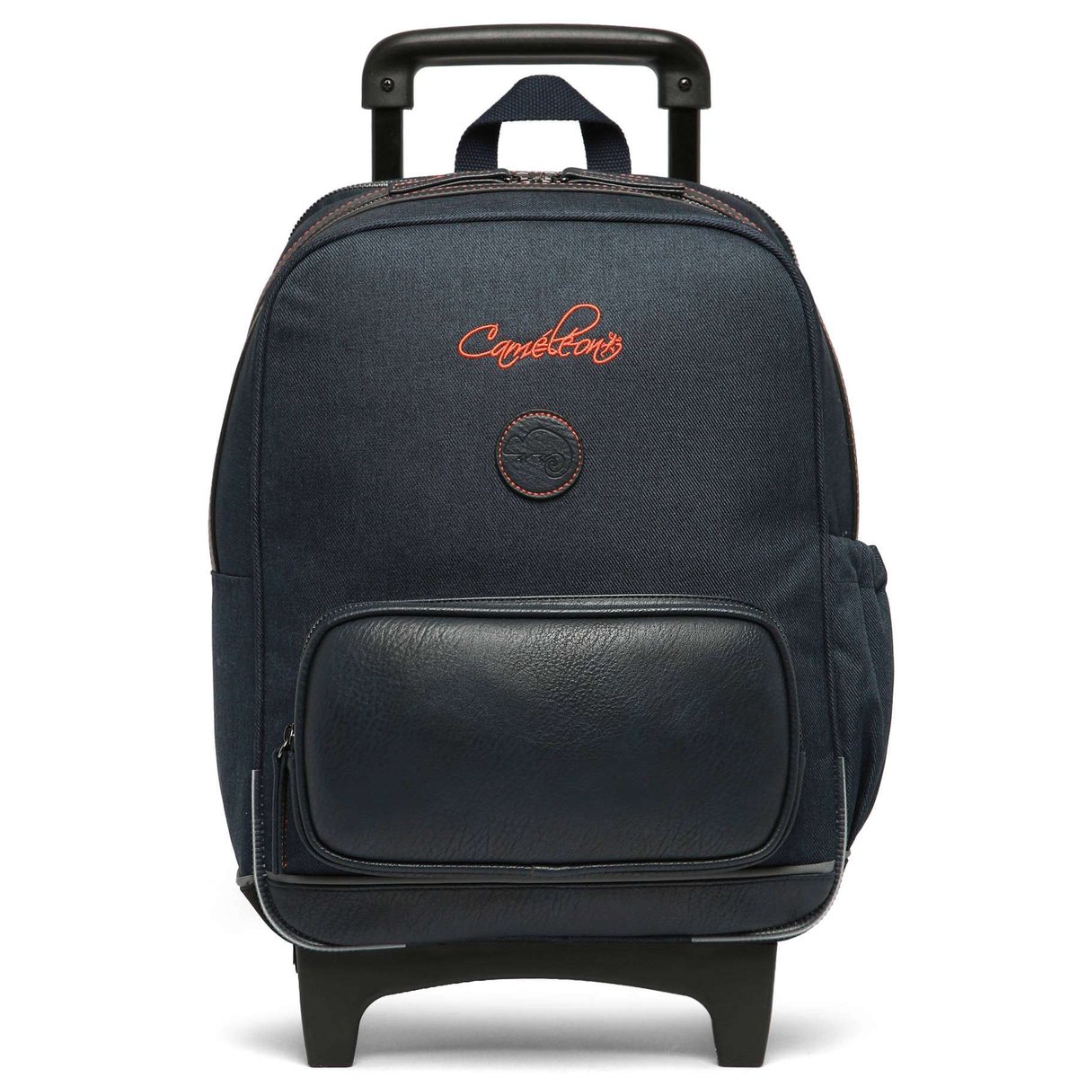 Sac a dos à roulettes 2 compartiments navy orange stitchin, CAMELEON