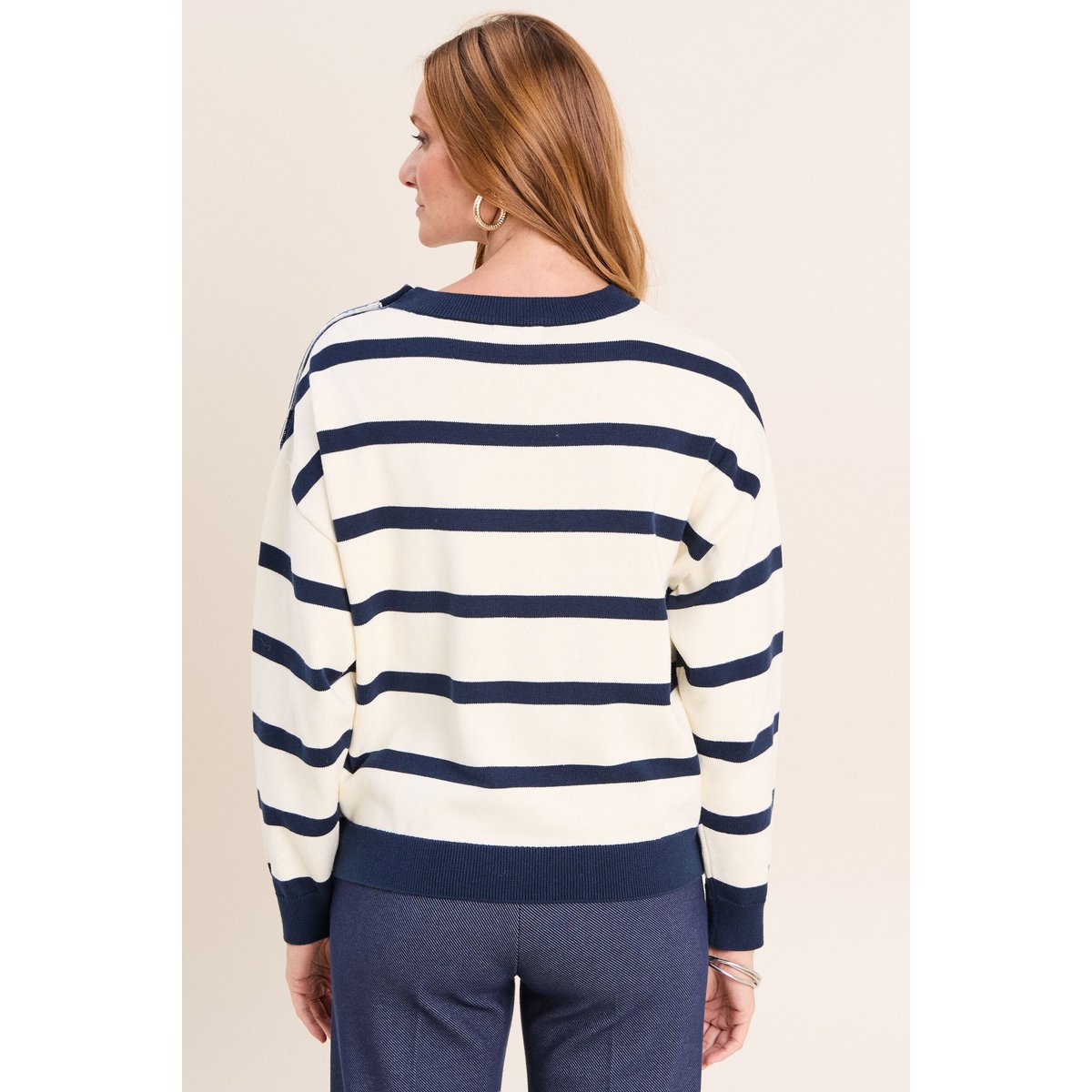 Pull col rond manches longues bleu, BREAL