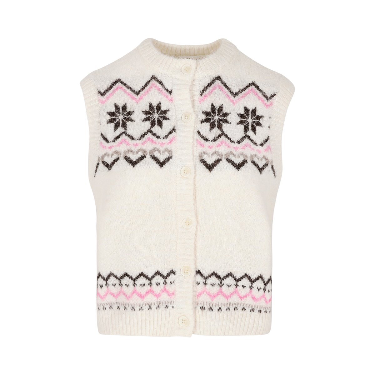 Cardigan sans manches jacquard blanc vanille, LOLALIZA