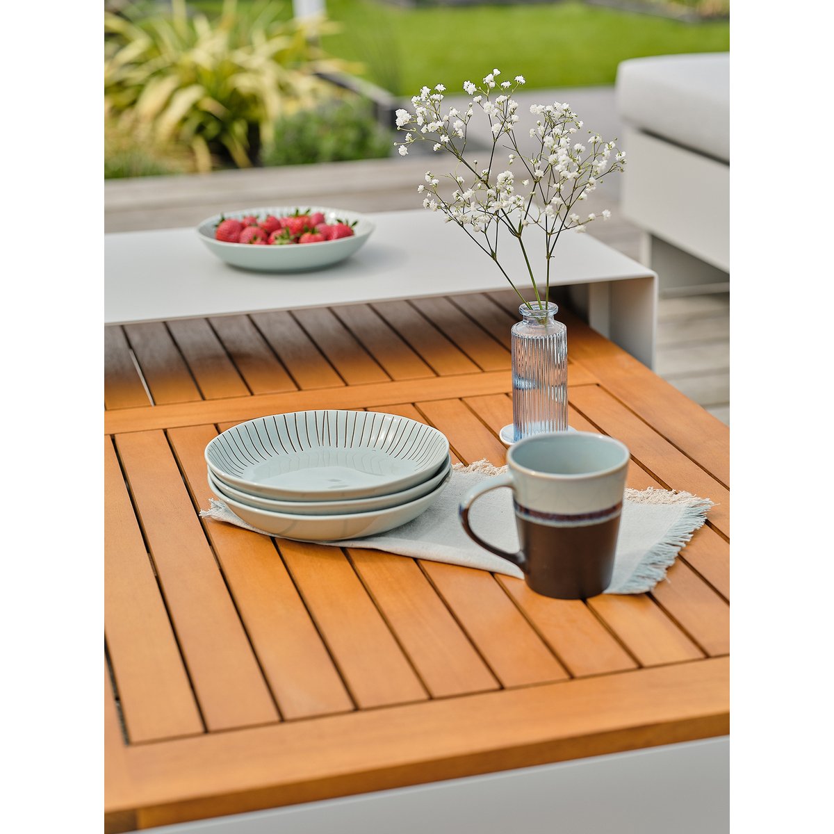 Salon de jardin d'angle 6 places MINERA gris clair, REMARQUABLE