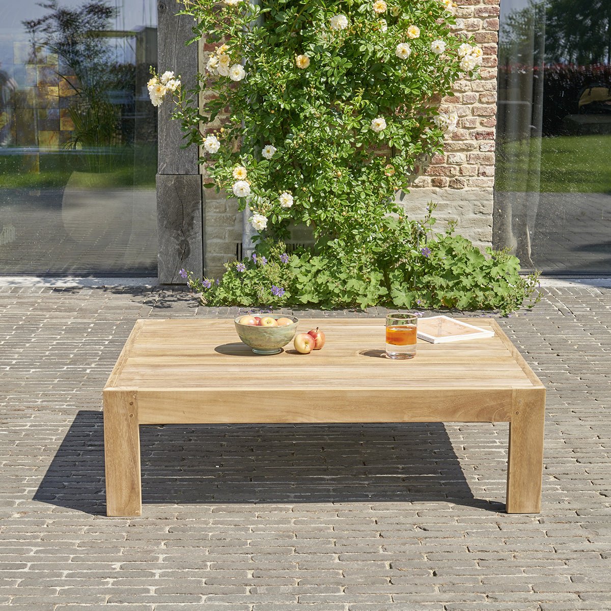 Table basse de jardin en teck massif PALMA naturel, BERAH GETAH
