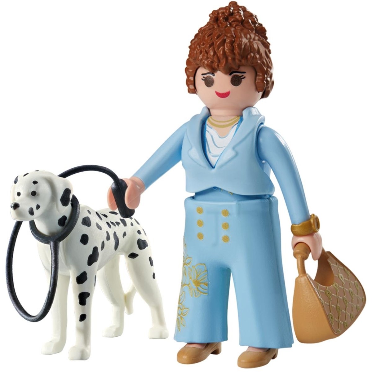 Femme d'affaire avec sac à main et son Dalmatien multicolore, PLAYMOBIL