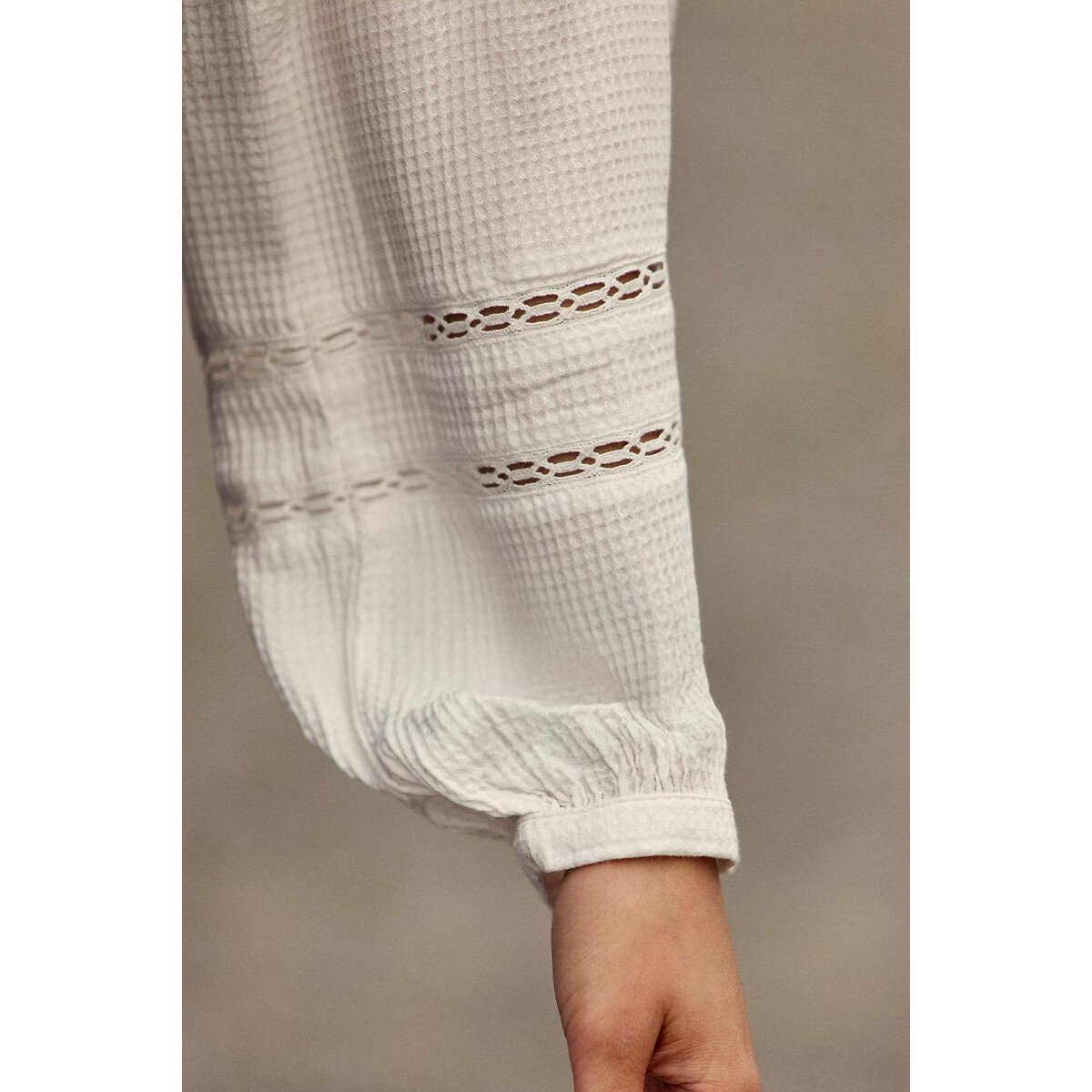 Blouse col V, détails dentelle, BROOKIE ecru, LA PETITE ETOILE