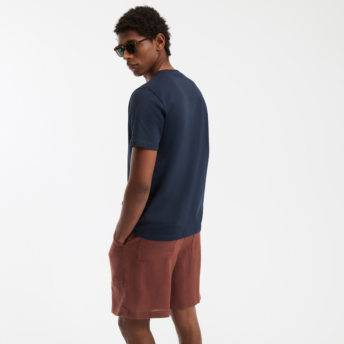 Short-Sleeve T-Shirt with Chilli Pepper Embroidery navy blue, LA REDOUTE COLLECTIONS