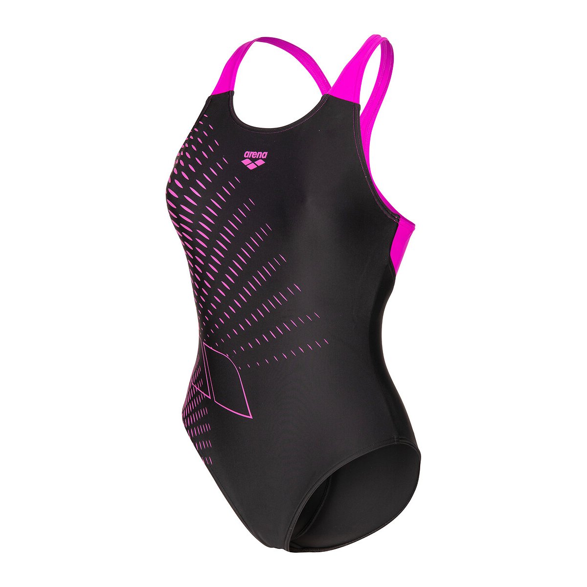 Maillot de bain GRAPHIC dos en V noir/rose, ARENA