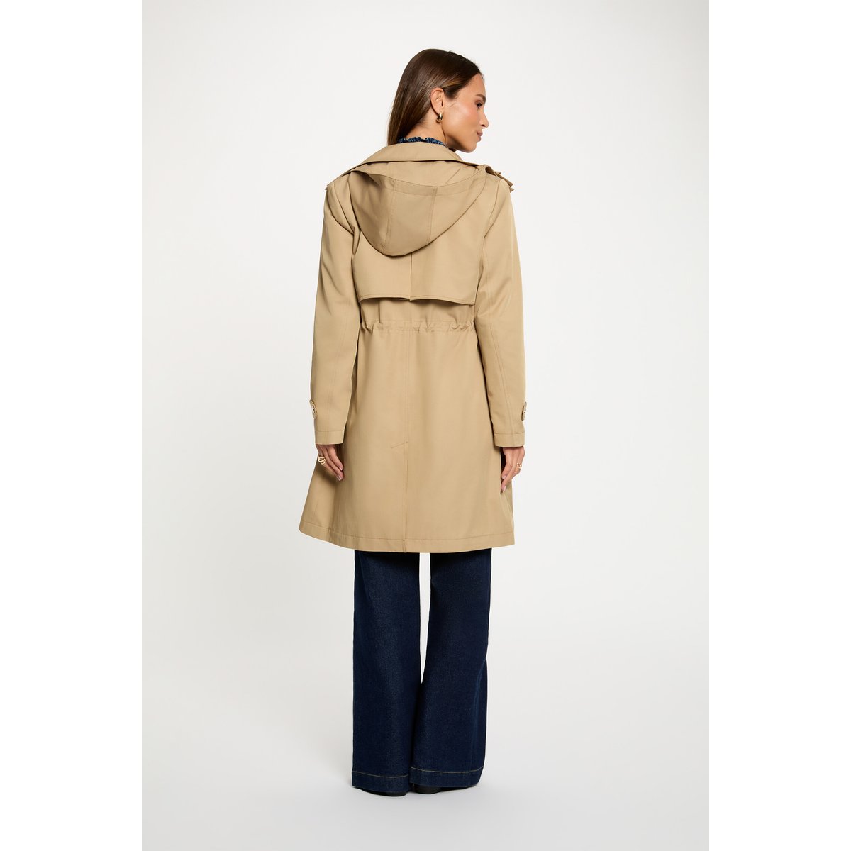 Parka longue col montant beige, MORGAN