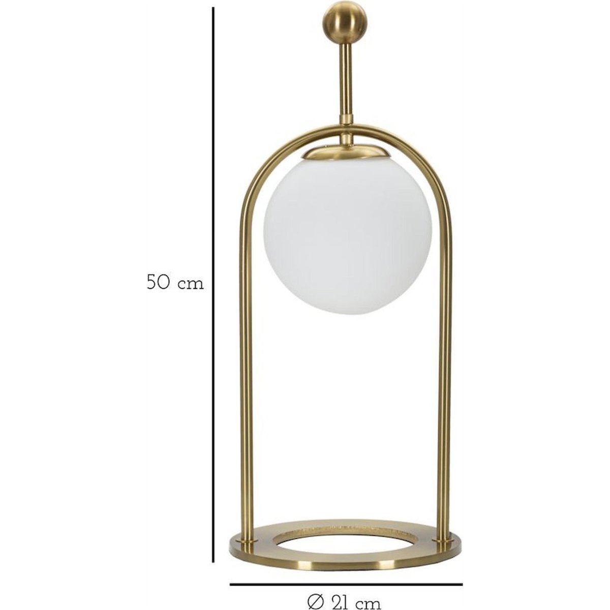 Lampe à poser en fer globe en verre GLAM doré et blanc, RECOLLECTION