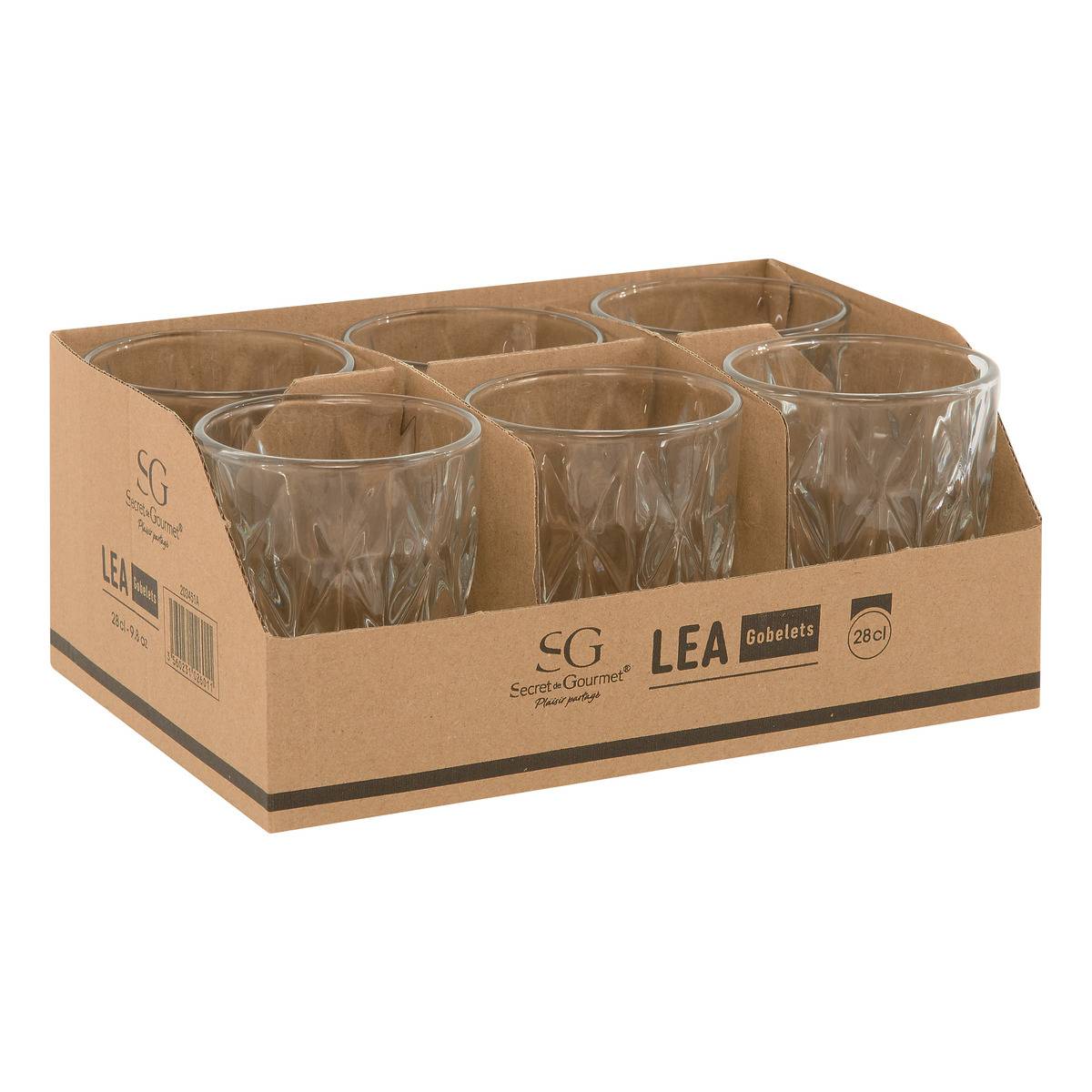 Lot de 6 gobelets LEA transparent, ATMOSPHERA