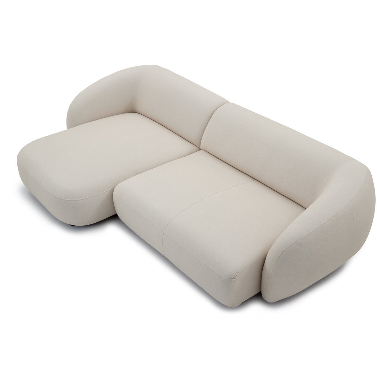 Canapé d'angle convertible 4 places en tissu lisse, HALO beige, BOBOCHIC