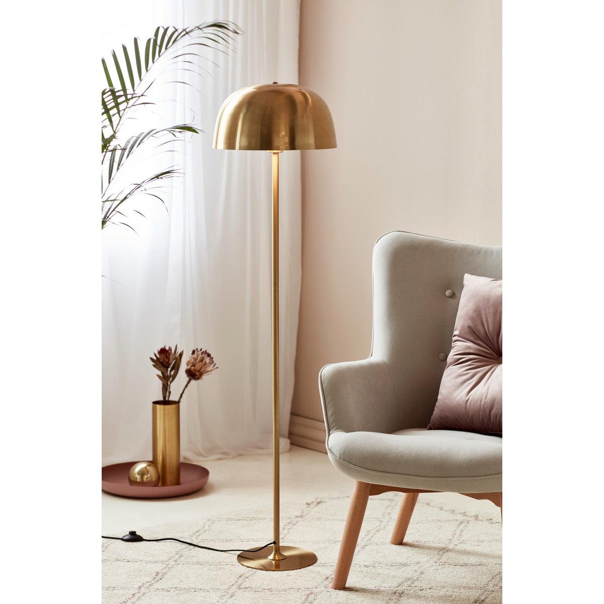 Lampadaire Hémisphérique et Minimaliste en Métal, CERA doré, NORDLUX