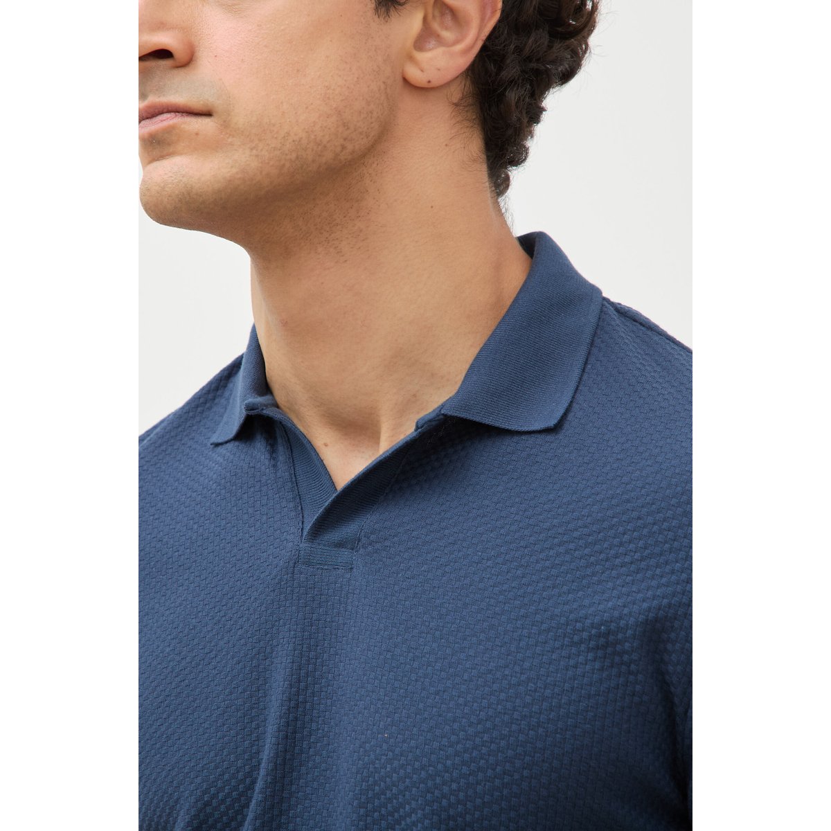 Polo manches coude bleu foncé, BONOBO