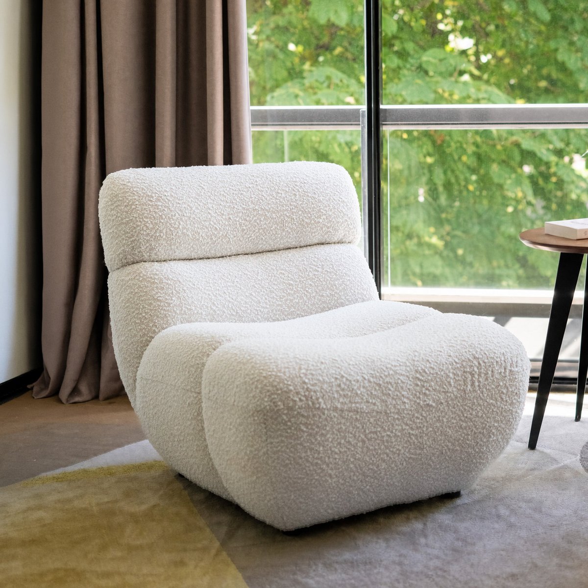 Fauteuil en tissu bouclé - TEDDY blanc, MAISON PAVANE