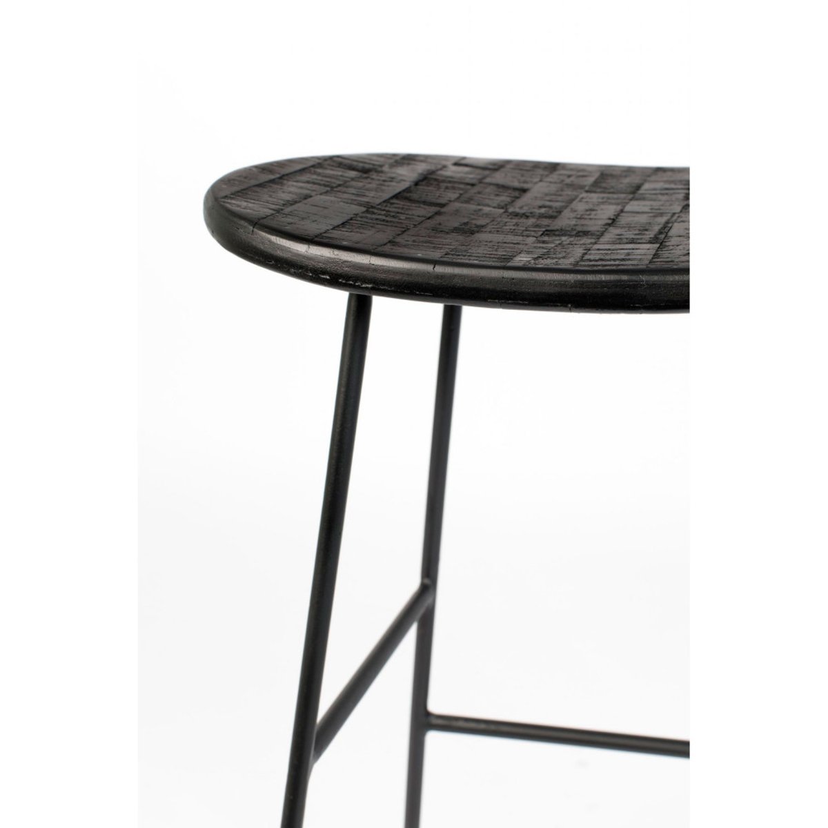 Tabouret de bar en teck recyclé et métal H62cm- TANGLE noir, DRAWER